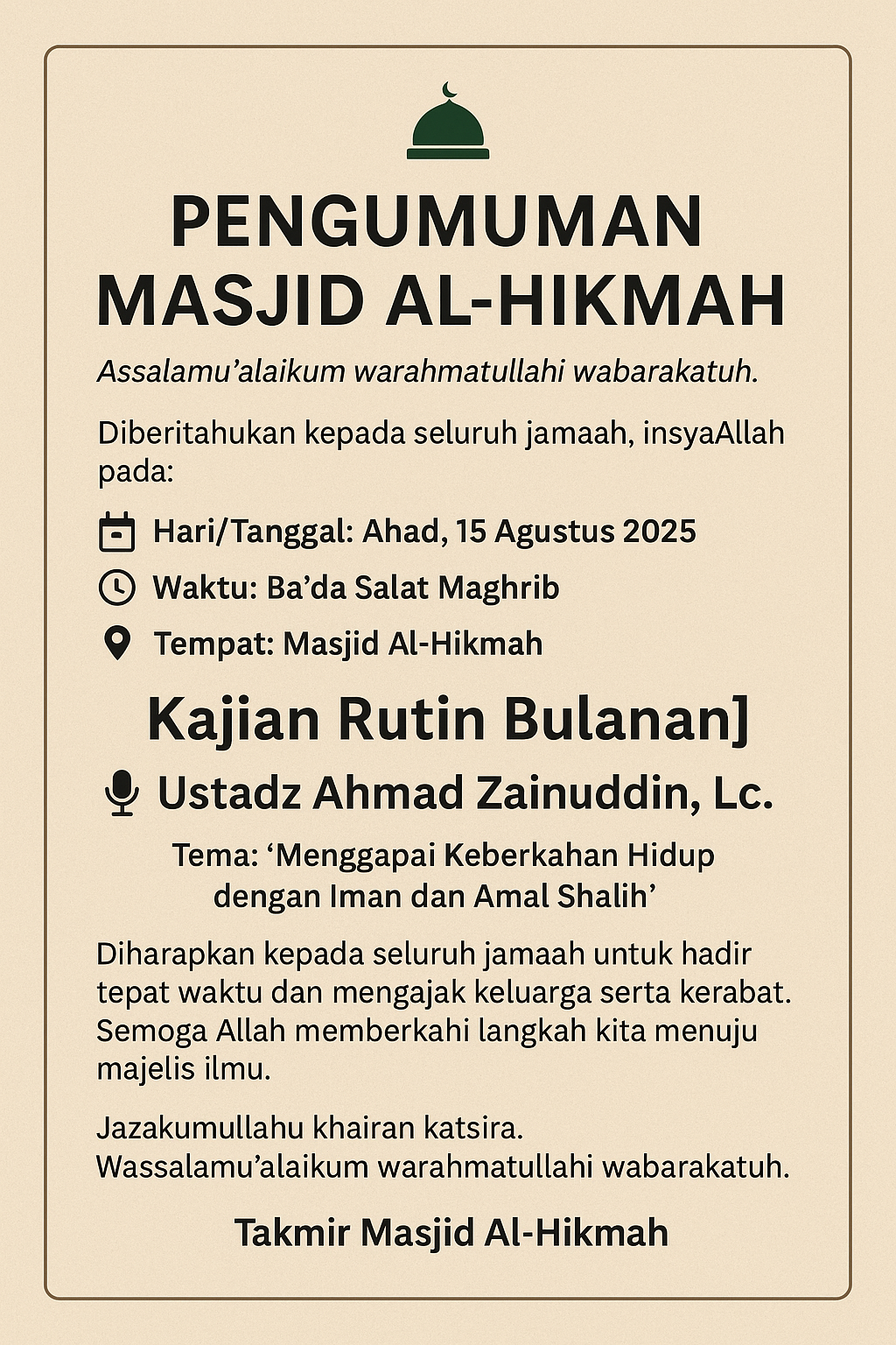 Kajian Rutin Bulanan